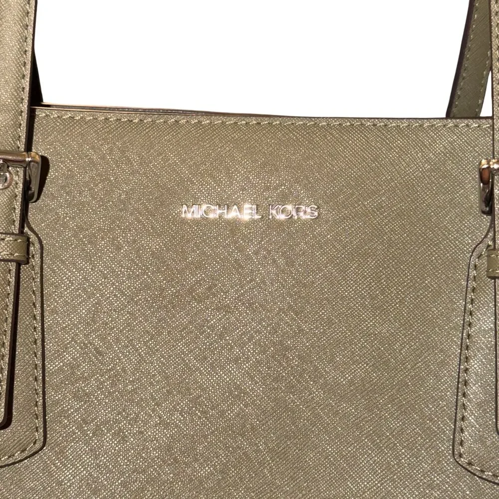 Michael Kors Voyager Large Saffiano Leather Tote Bag Olive Green Purse